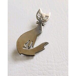 VINTAGE MEXICO SU CAT KITTY 2” PIN BROOCH 11g 925 FANCY HAPPY